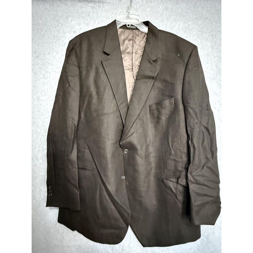 John Weitz Signature Blazer Sport Coat Mens 46 Brown Wool‎ Tweed 2 Button HOLE